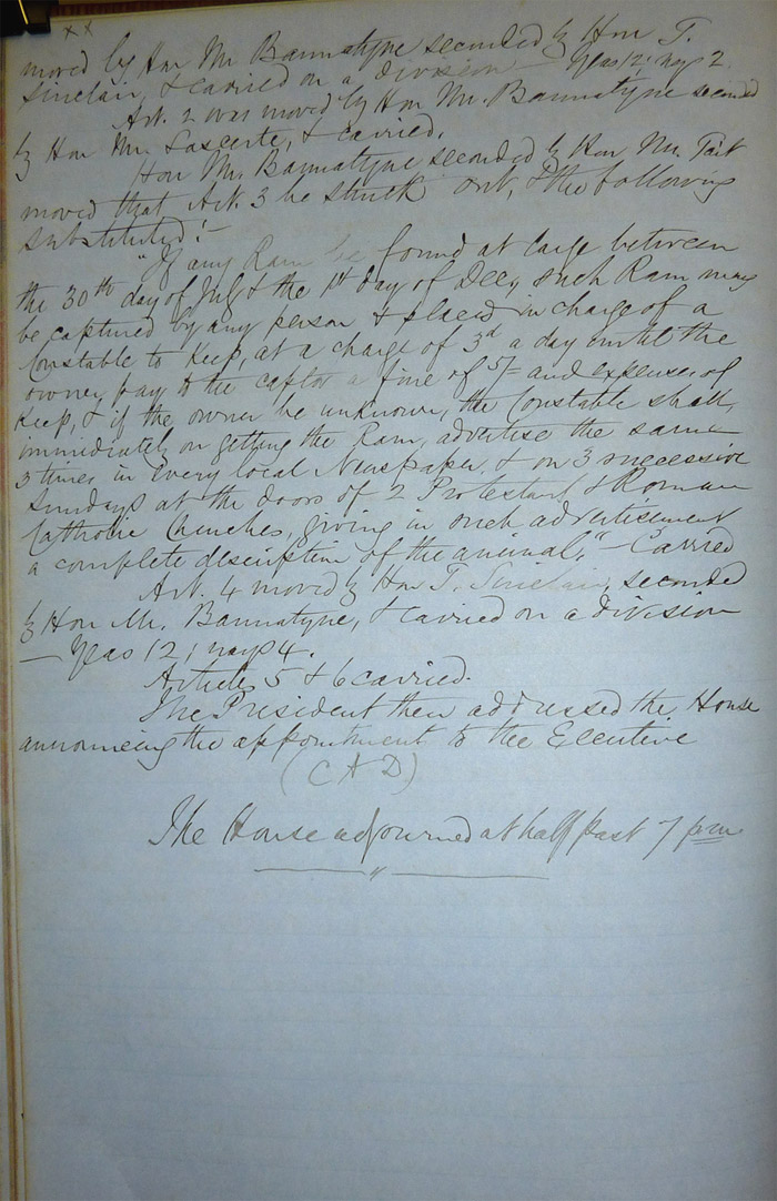 Journal de la session de l’Assemblée législative d’Assiniboia, page 39