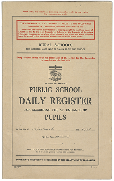 Half-yearly attendance record for Ernest Braun’s class